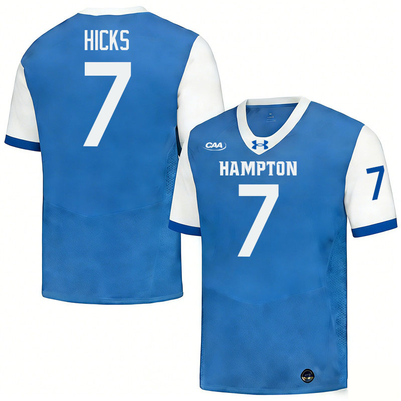 Hampton Pirates #7 Will Hicks College Football Jerseys,Uniforms-Blue